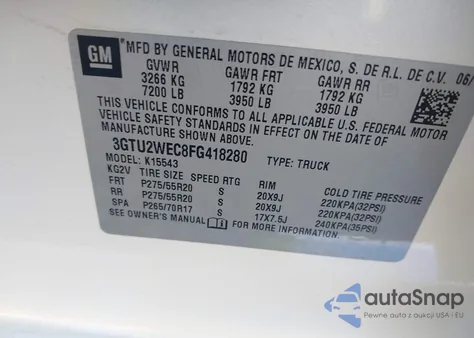 2015 GMC Sierra 1500 Denali from USA, damaged, VIN 3GTU2WEC8FG418280